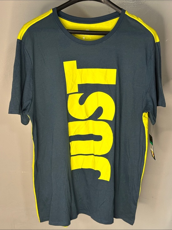 Other - Nike Large Graphic 'Just Do It' Tee in Charcoal with Neon Yellow